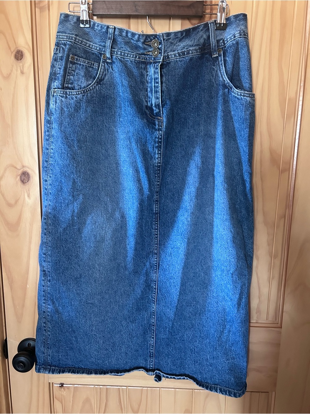 Christopher & Banks Blue Denim Straight Skirt